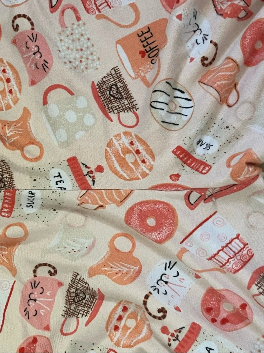 Cuddl Duds Cats,  Coffee Donuts Long Sleeve Pajama Set